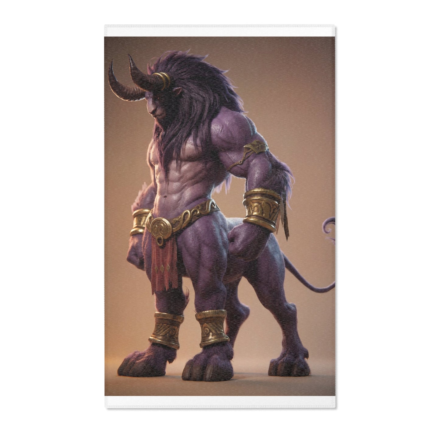 Purple Minotaur Guardian Area Rug – Warm Earth-Toned Mythic Presence