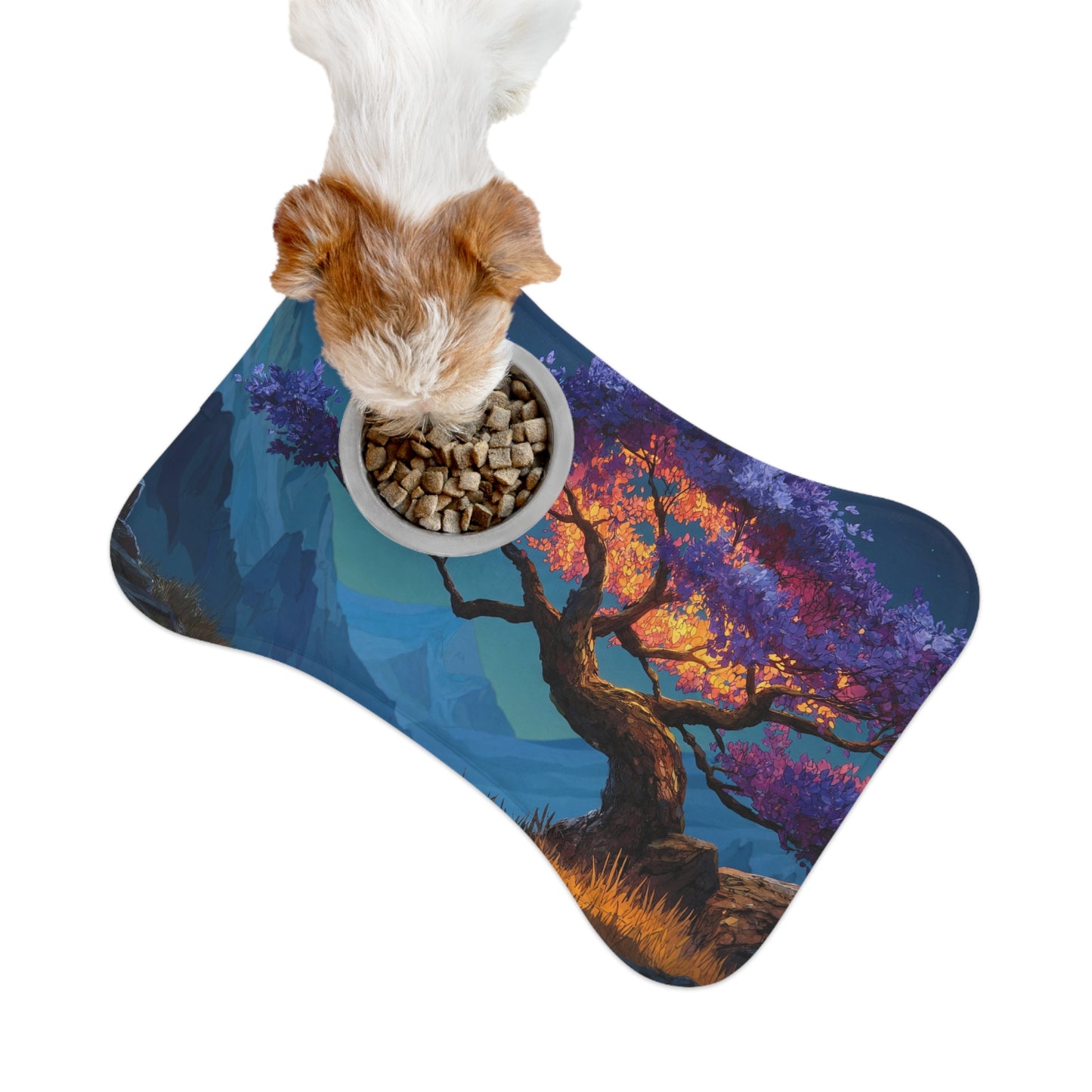 Celestial Tree Pet Feeding Mats – Twilight Bloom Dreamscape