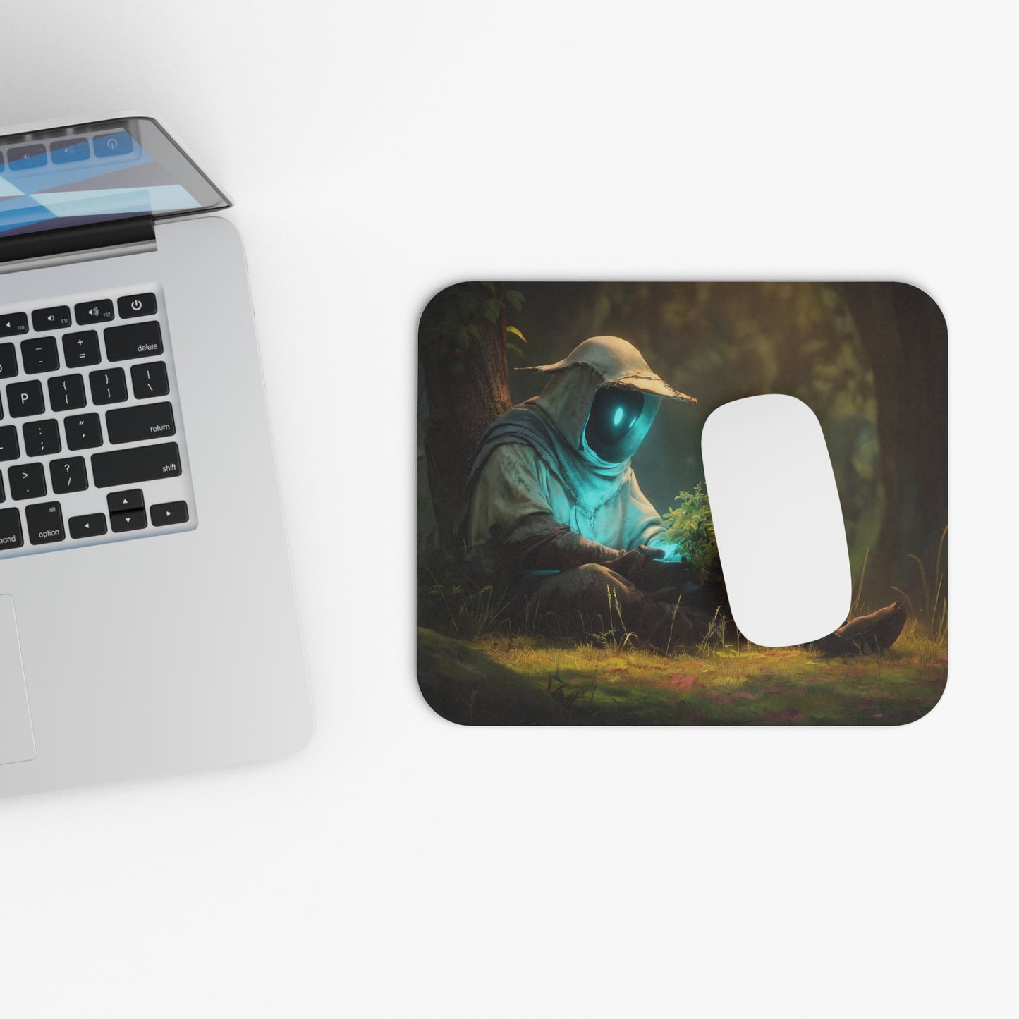 Forest Sentinel Mouse Pad (Rectangle) – Glowing Eye in Sunlit Grove