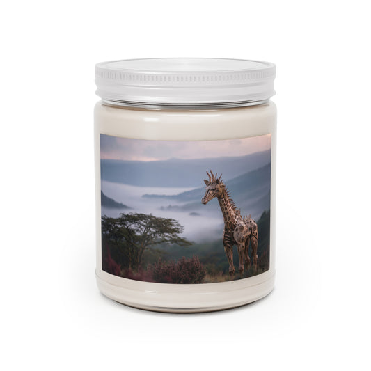 Mechanical Giraffe Scented Soy Candles with White Lid, 9oz – Whispers of the Misty Savannah