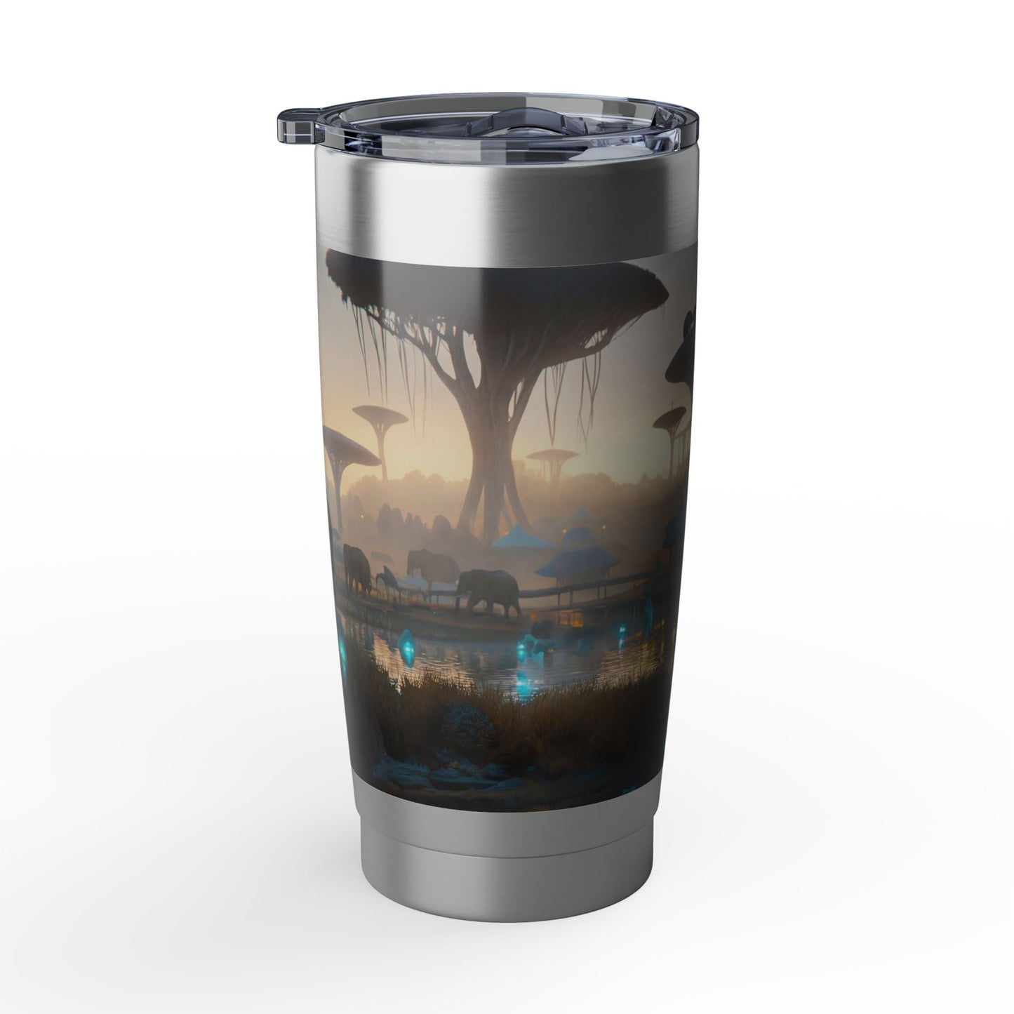 Elephants Among Sky-Trees Vagabond 20oz Tumbler – Dawn’s Whispering Savanna