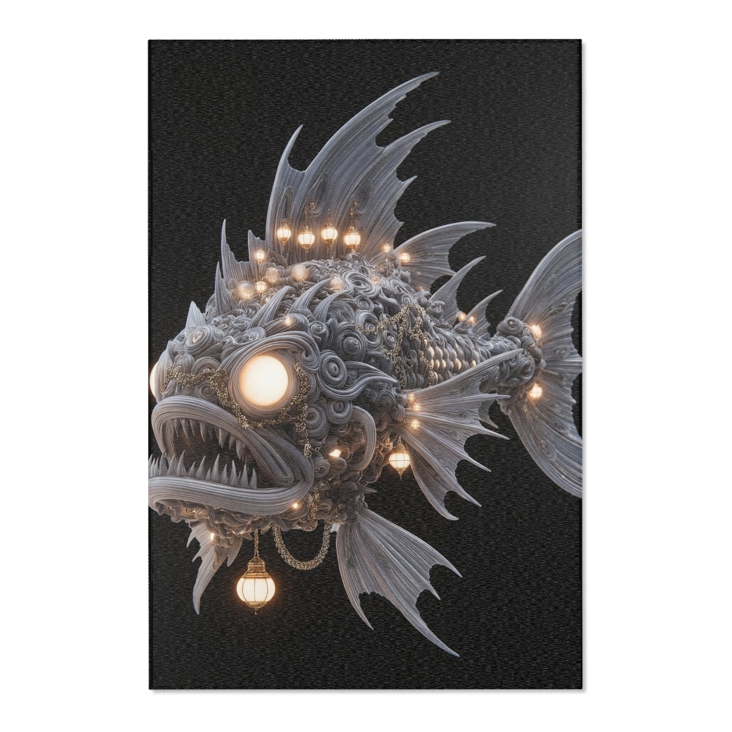 Luminescent Deep-Sea Leviathan Rug – Whispering Lanterns of the Abyss
