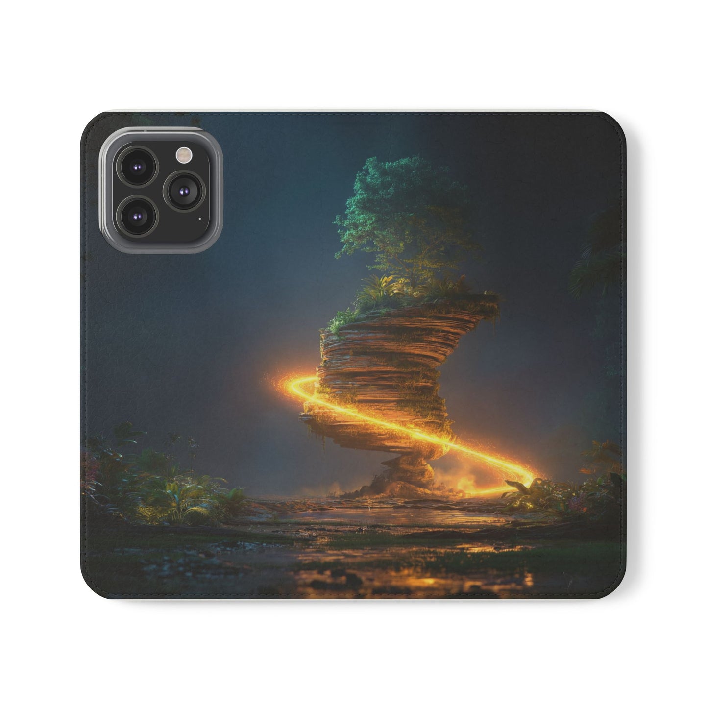 Luminous Floating Island Flip Cases – Amber Twilight Sanctuary