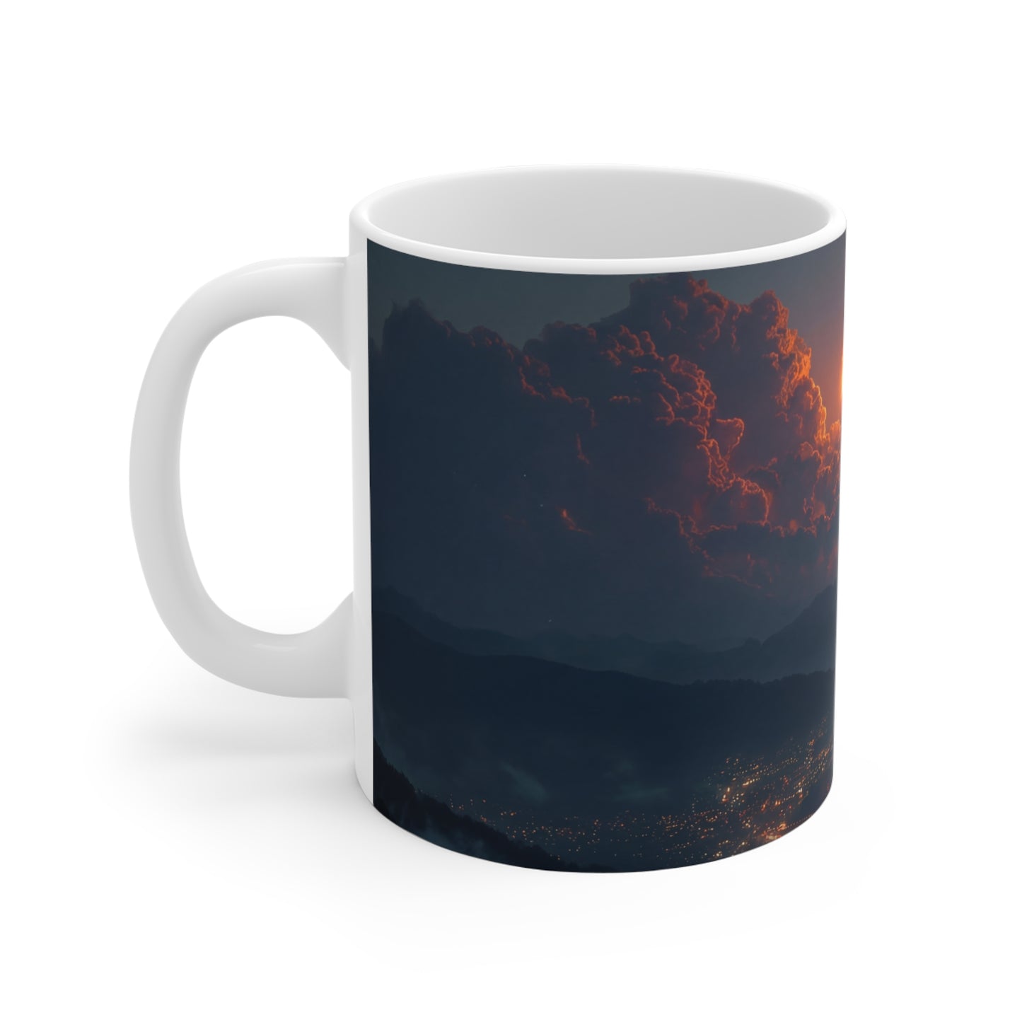 Celestial Fireball Ceramic Mugs (11oz\15oz\20oz) – Skyfall Over Mountain Twilight