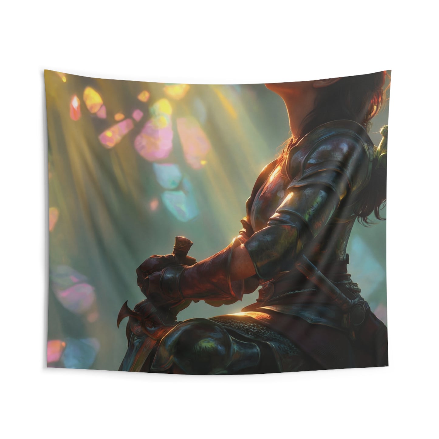 Elven Warrior in Crystal Grove Indoor Wall Tapestries – Sunbeam Sanctuary