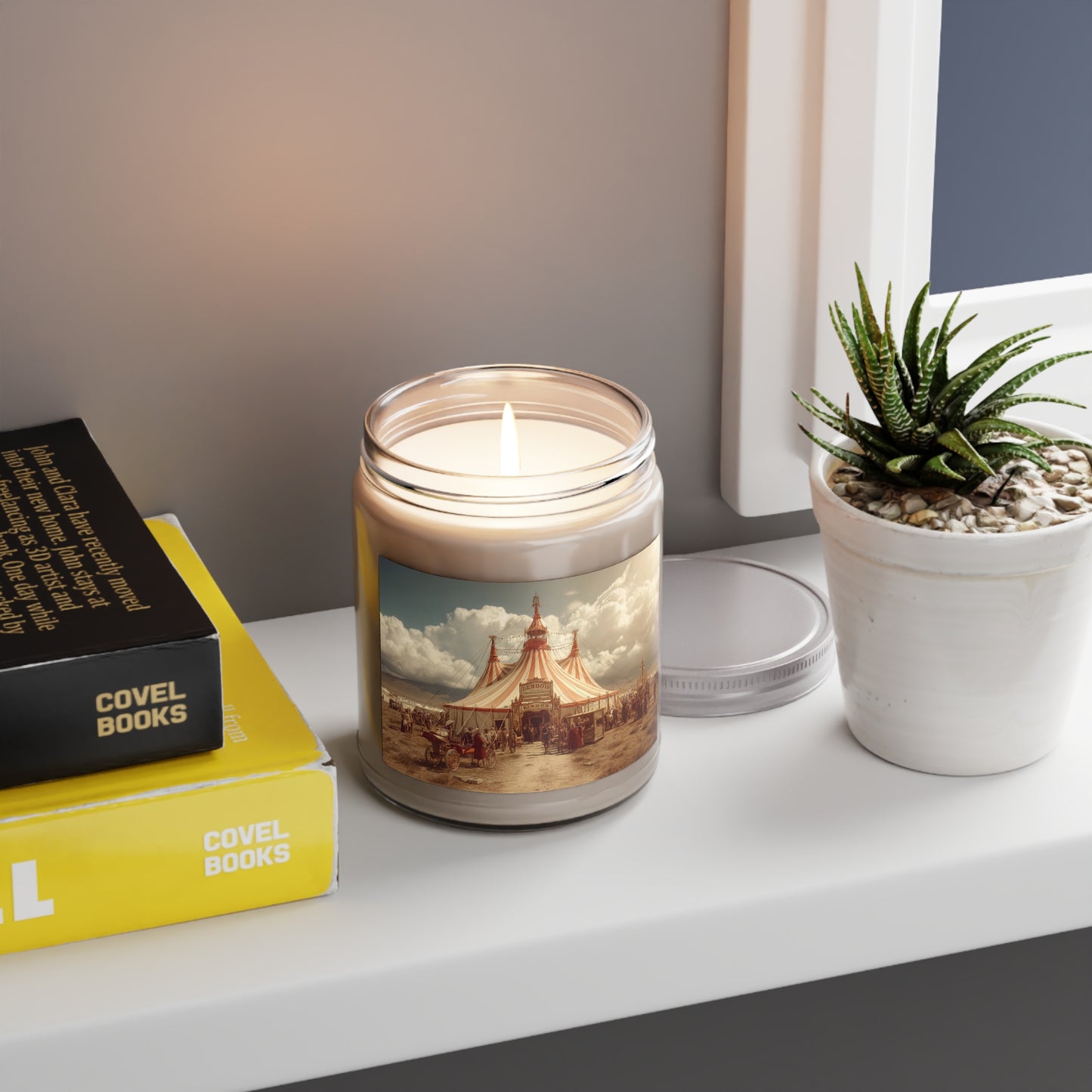 Grand Cirque Tent Scented Soy Candles with White Lid, 9oz – Sunset Spectacle at the Big Top