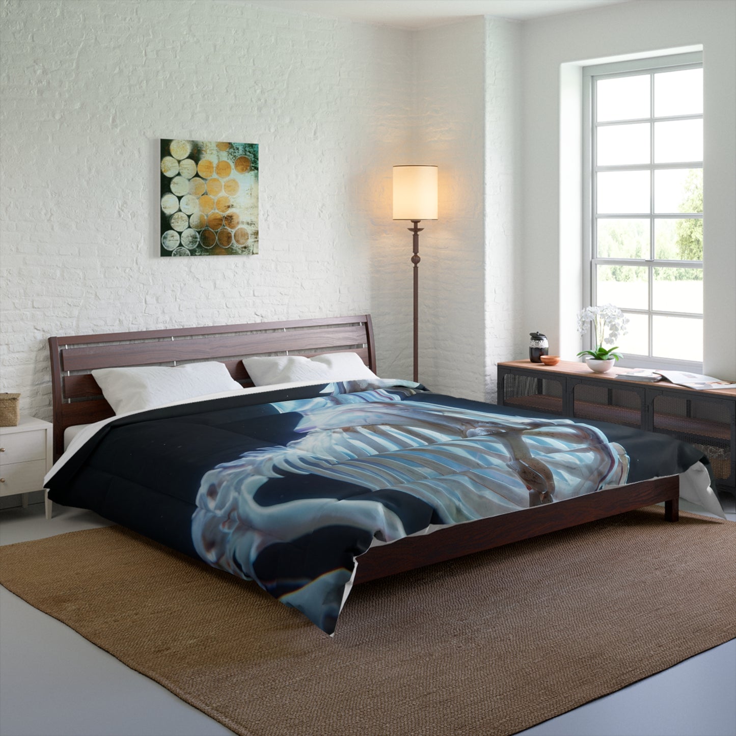 Celestial Unicorn Skeleton Comforter – Glowing Bone Dreamscape