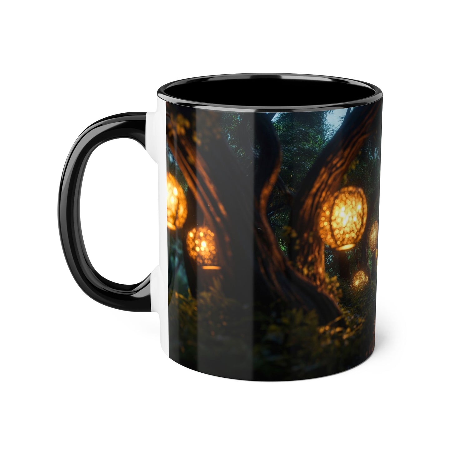 Lantern Grove Accent Mugs, 11oz – Girl Walking Through Bioluminescent Tunnel