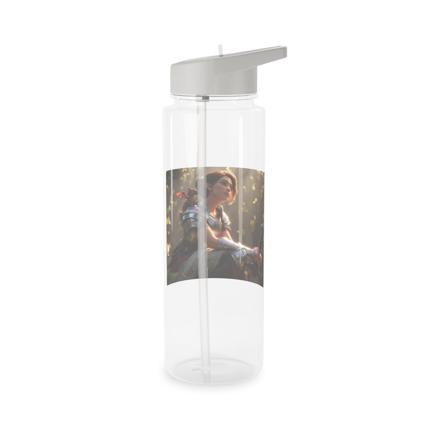 Elven Sentinel with Dragon Companion Tritan Water Bottle – Sunlit Grove Guardian