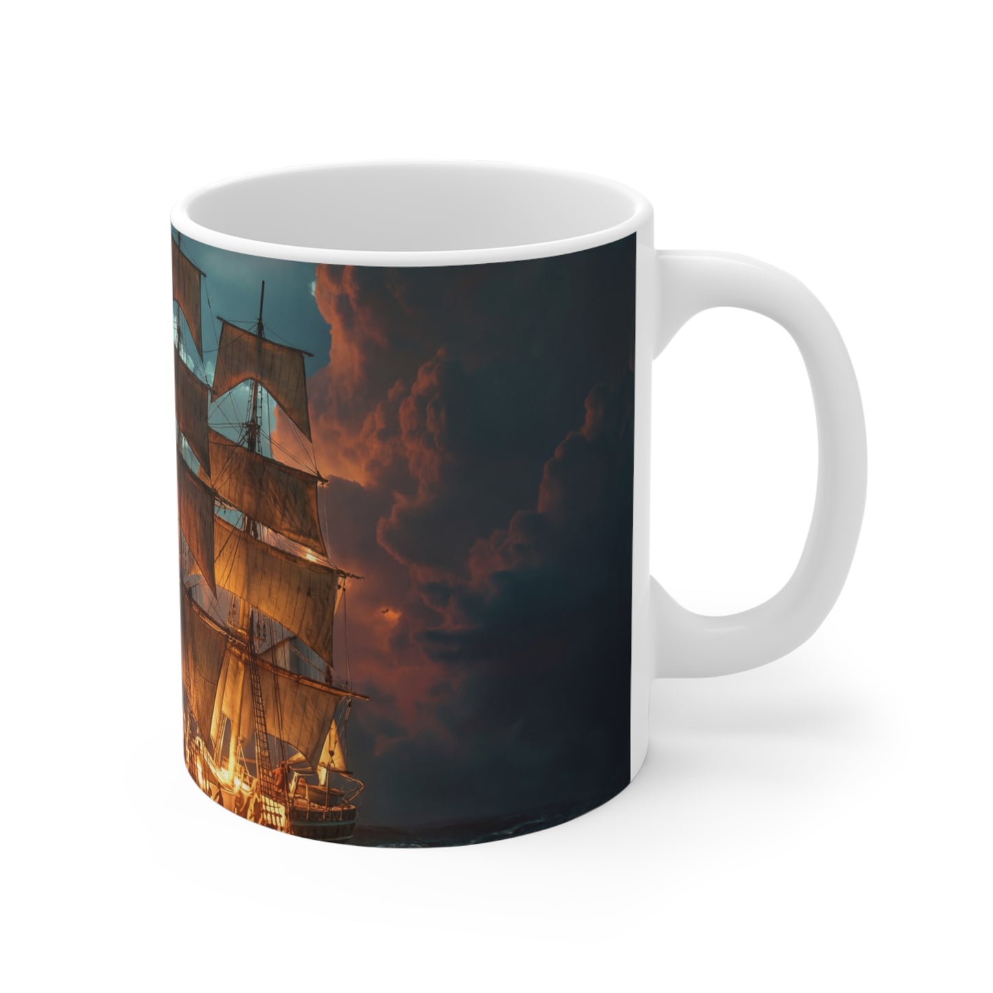 Starlit Galleon Ceramic Mugs (11oz\15oz\20oz) – Voyage Beneath the Celestial Canopy
