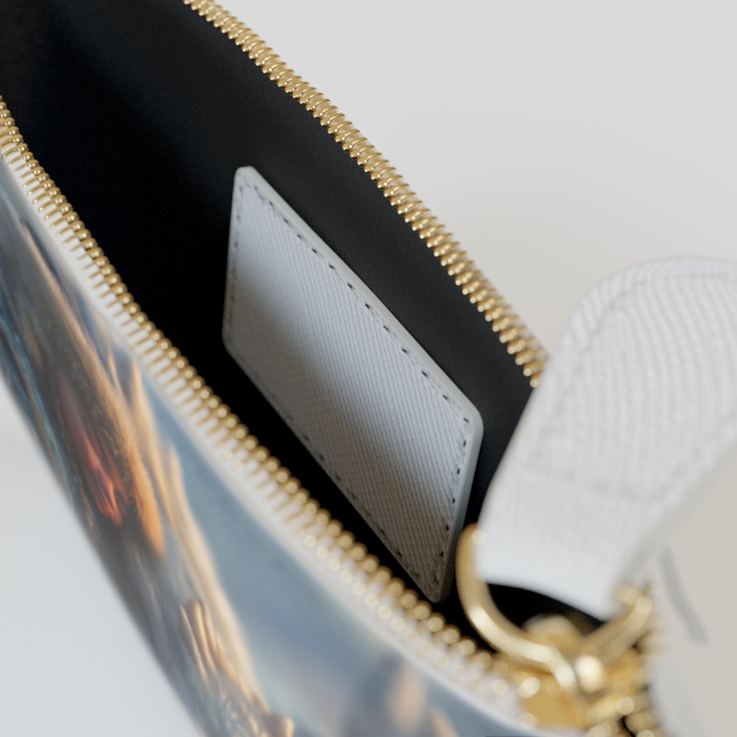 Winter’s Whisper Mini Clutch Bag – Girl and Snow Dragon Resting Together