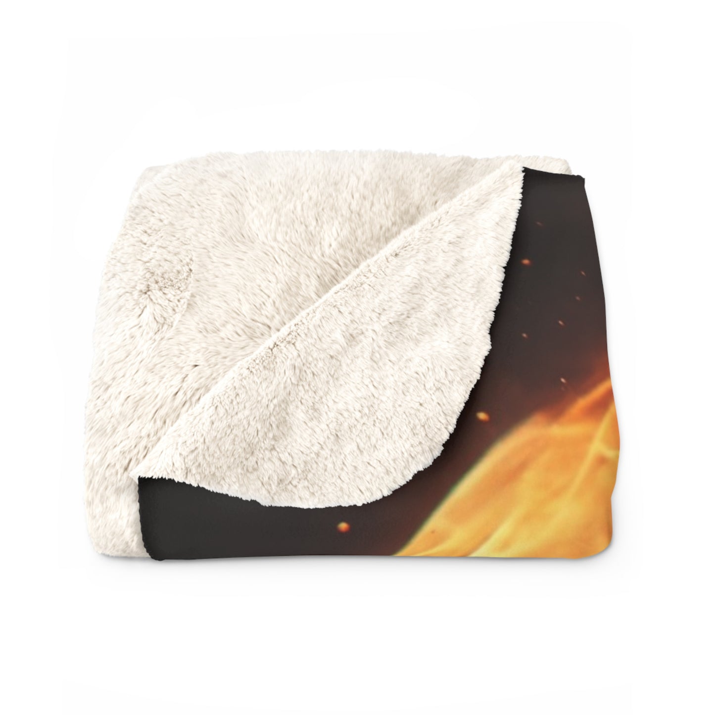 Fiery Sentinel Sherpa Fleece Blanket – Embers of the Unyielding Flame
