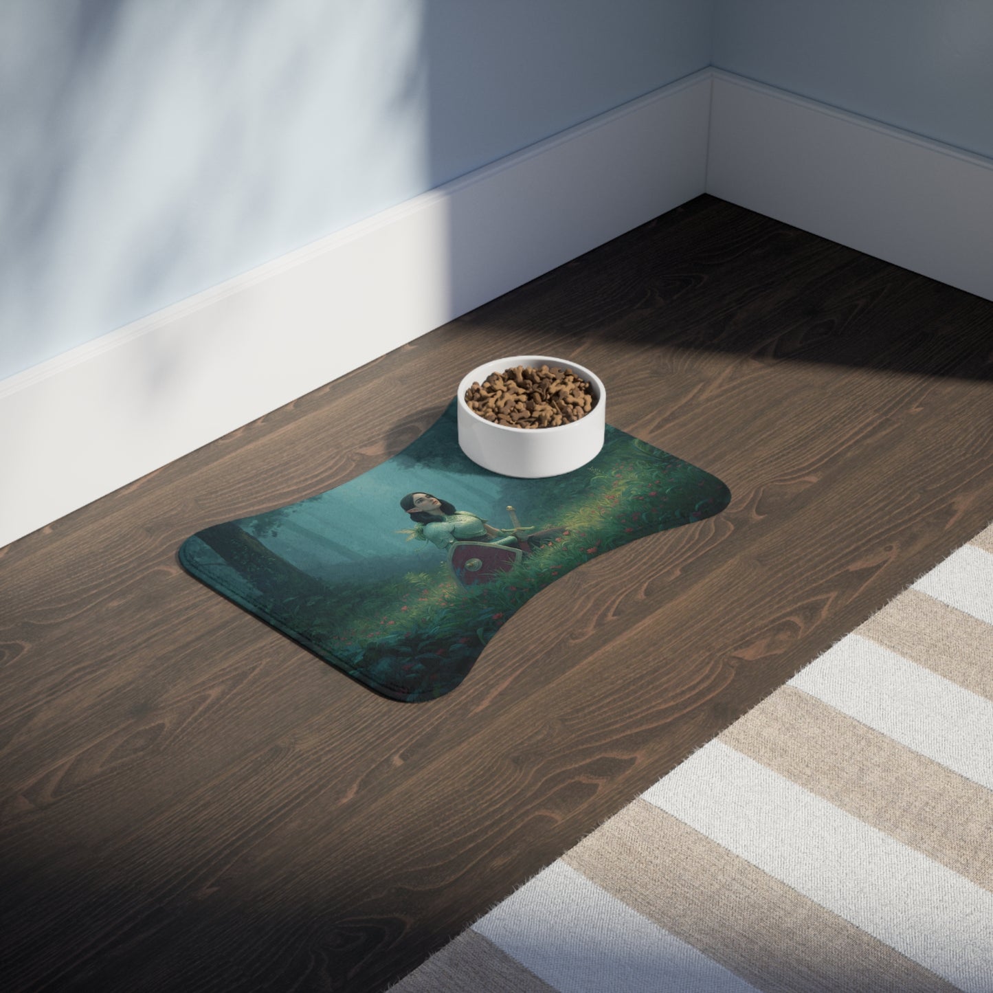 Forest Sentinels Pet Feeding Mats – Elven Guardian Resting Scene