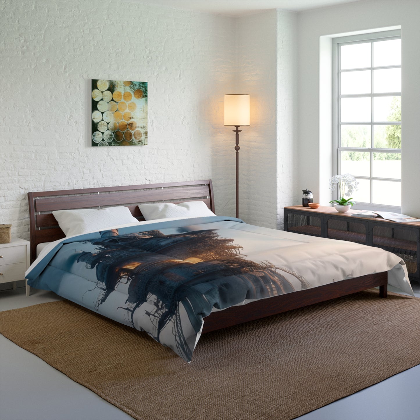 Steamborne Tower Comforter – Solitary Watchtower at Dusk