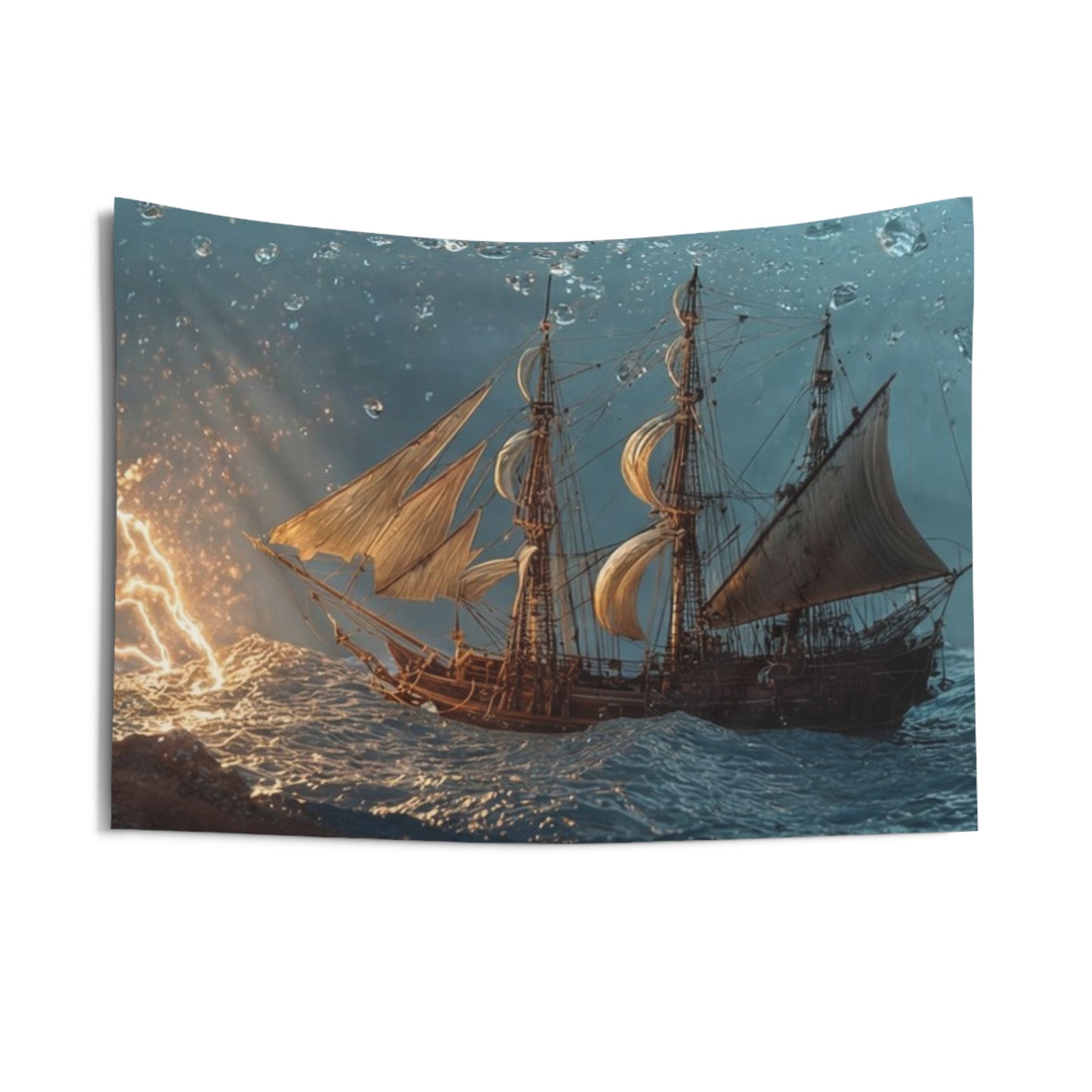 Storm-Sail Ship in Bottle Indoor Wall Tapestries – Captured Tempest on Glass
