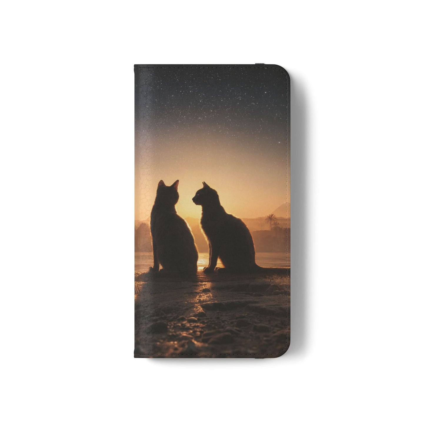 Pharaoh Cats Flip Cases – Starry Nile Guardians on the Bank