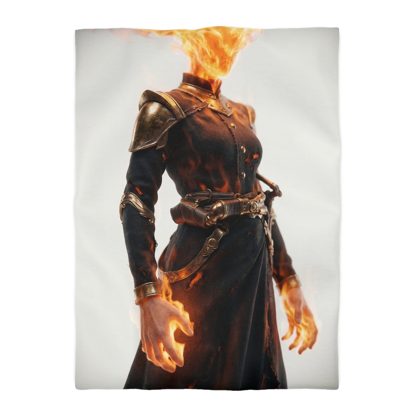 Flame-Headed Sentinel Microfiber Duvet Cover – Ash and Ember Armor