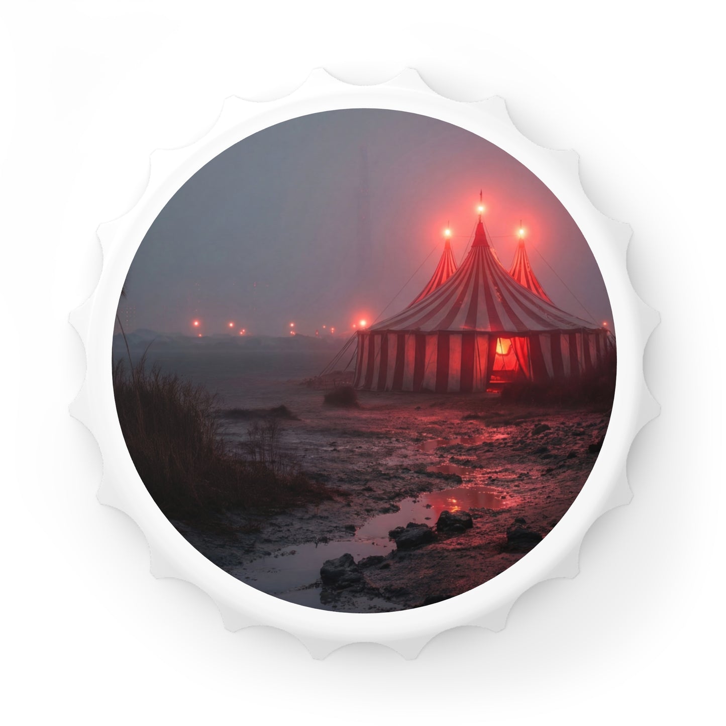 Crimson Circus Tent Bottle Opener – Midnight Carnival Glow
