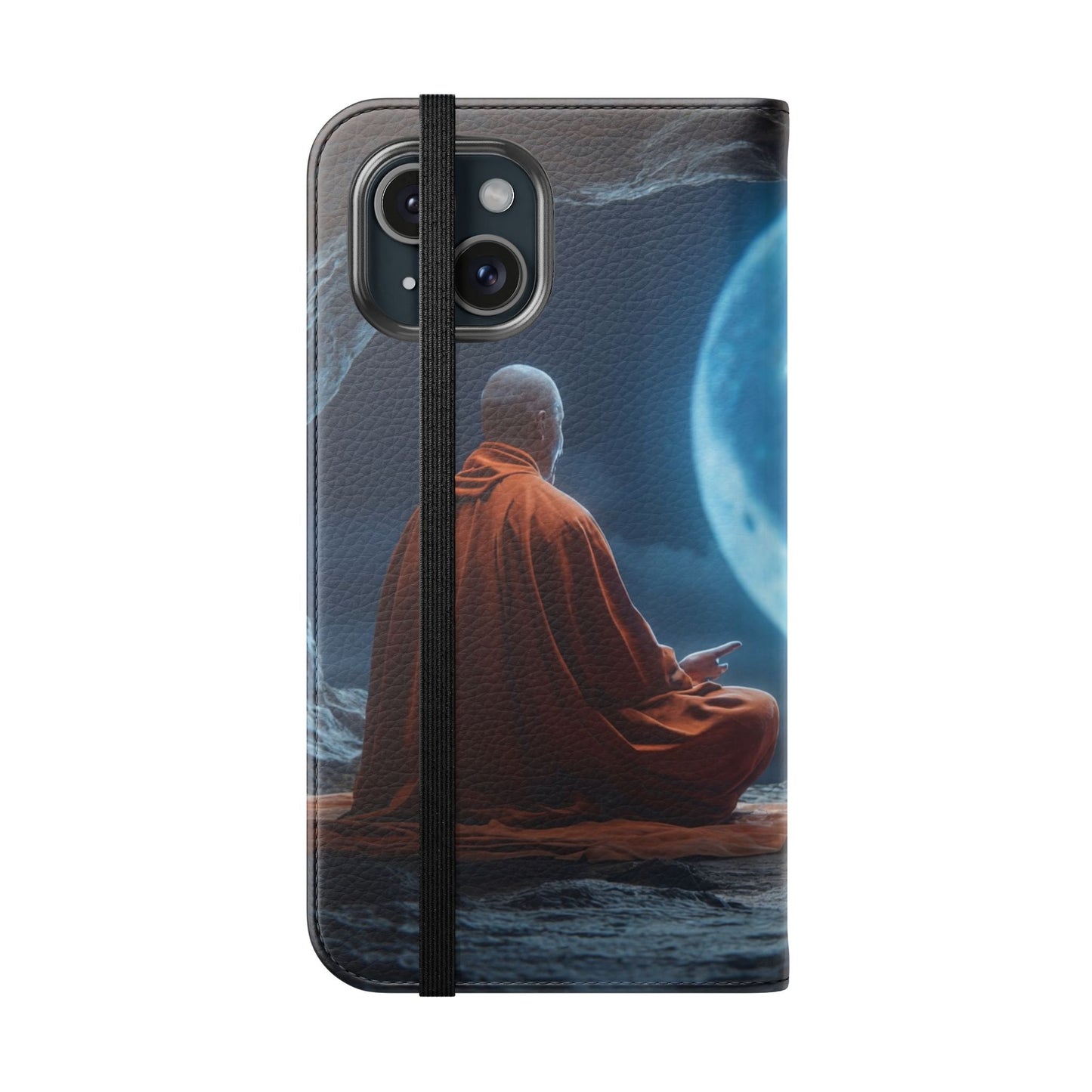 Lunar Meditation Flip Cases – Serene Monk Under Moonlight