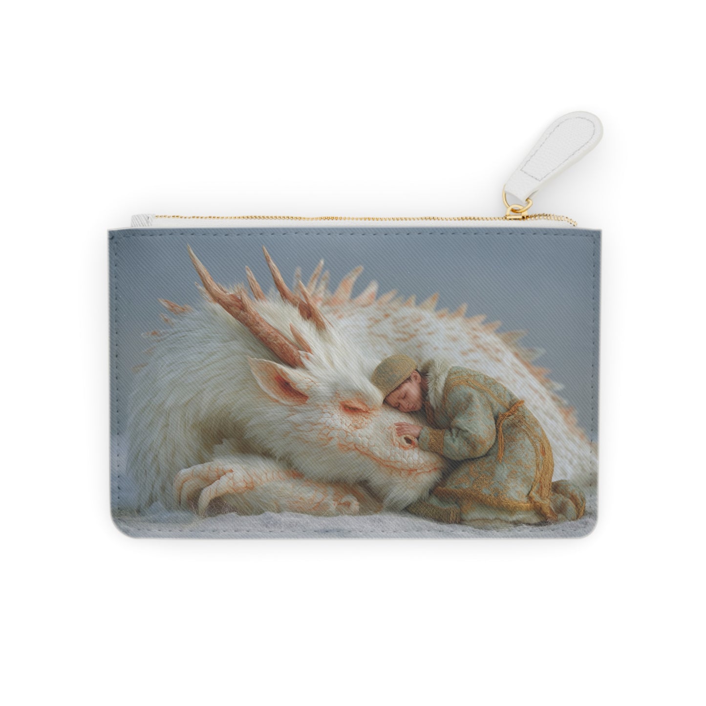 White Dragon Sentinel Mini Clutch Bag – Snowbound Dreamer’s Embrace