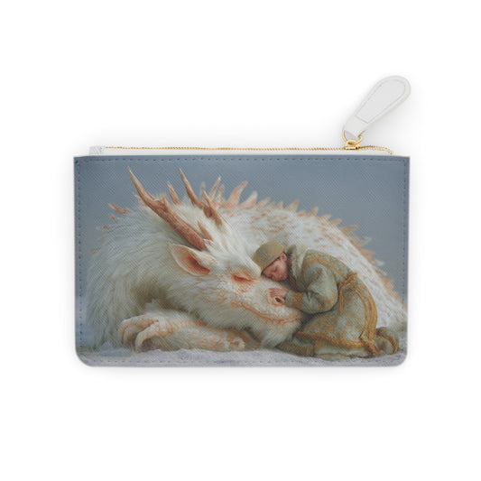 White Dragon Sentinel Mini Clutch Bag – Snowbound Dreamer’s Embrace