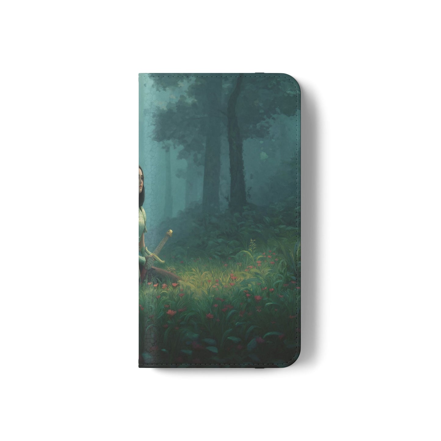 Woodland Sentinel Flip Cases – Green Knight in Misty Grove
