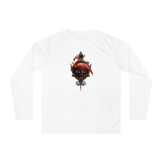The Ritz Flamingo Unisex Performance Long Sleeve Shirt – Golden Frame Elegance