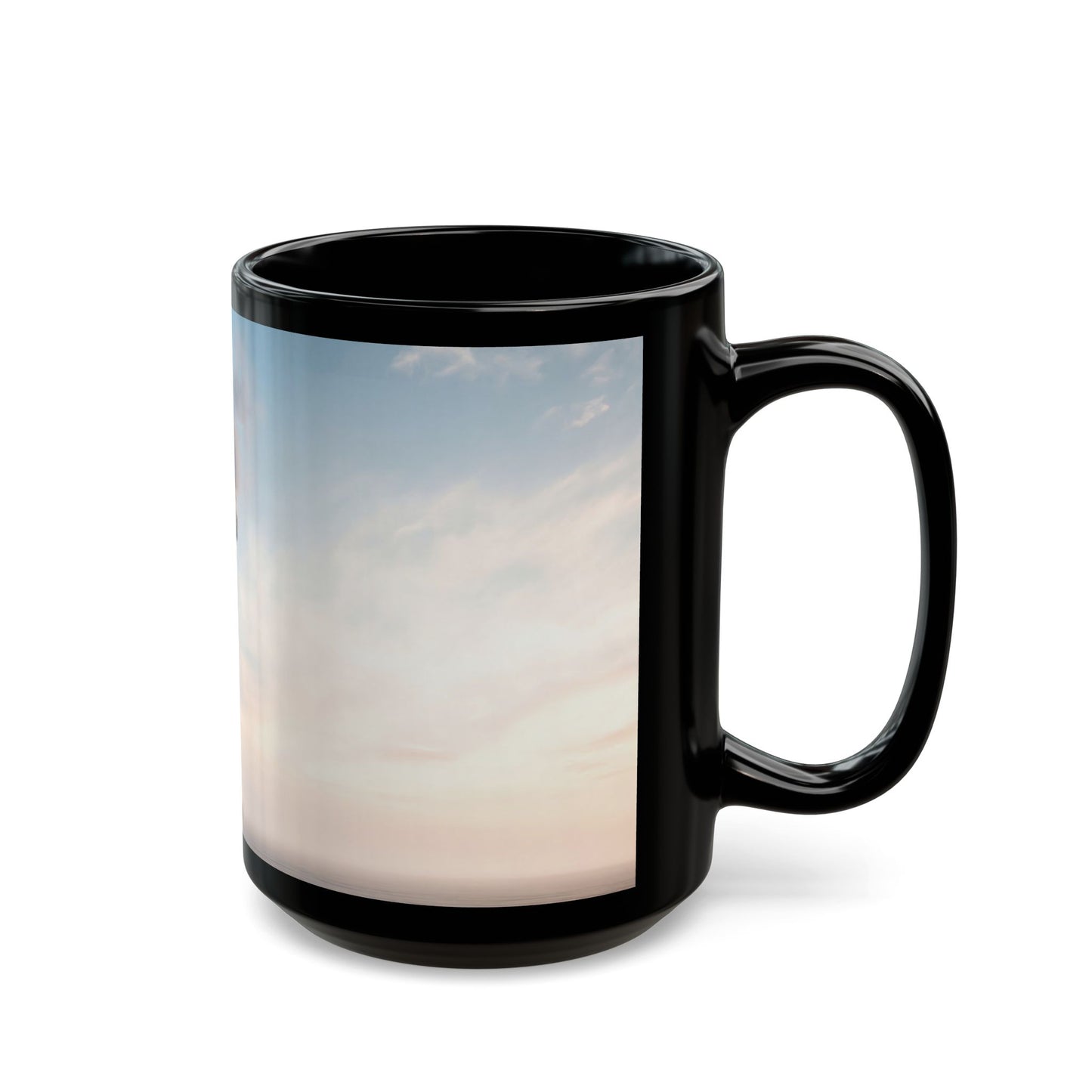 Skyward Steam Tower Black Mug – Dawn’s Industrial Reverie