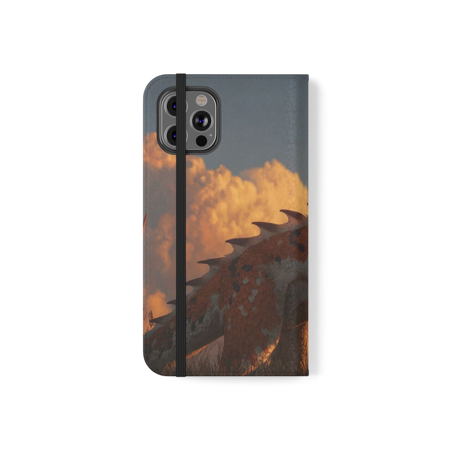 Gilded Dragon Flip Cases – Amber Sunset Guardian