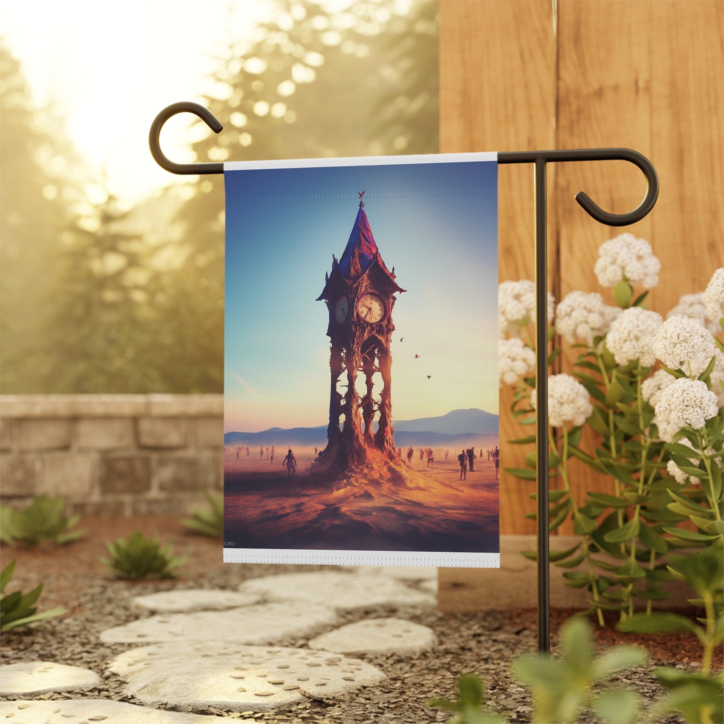 Surreal Clock Tower in Desert Sunset - Product