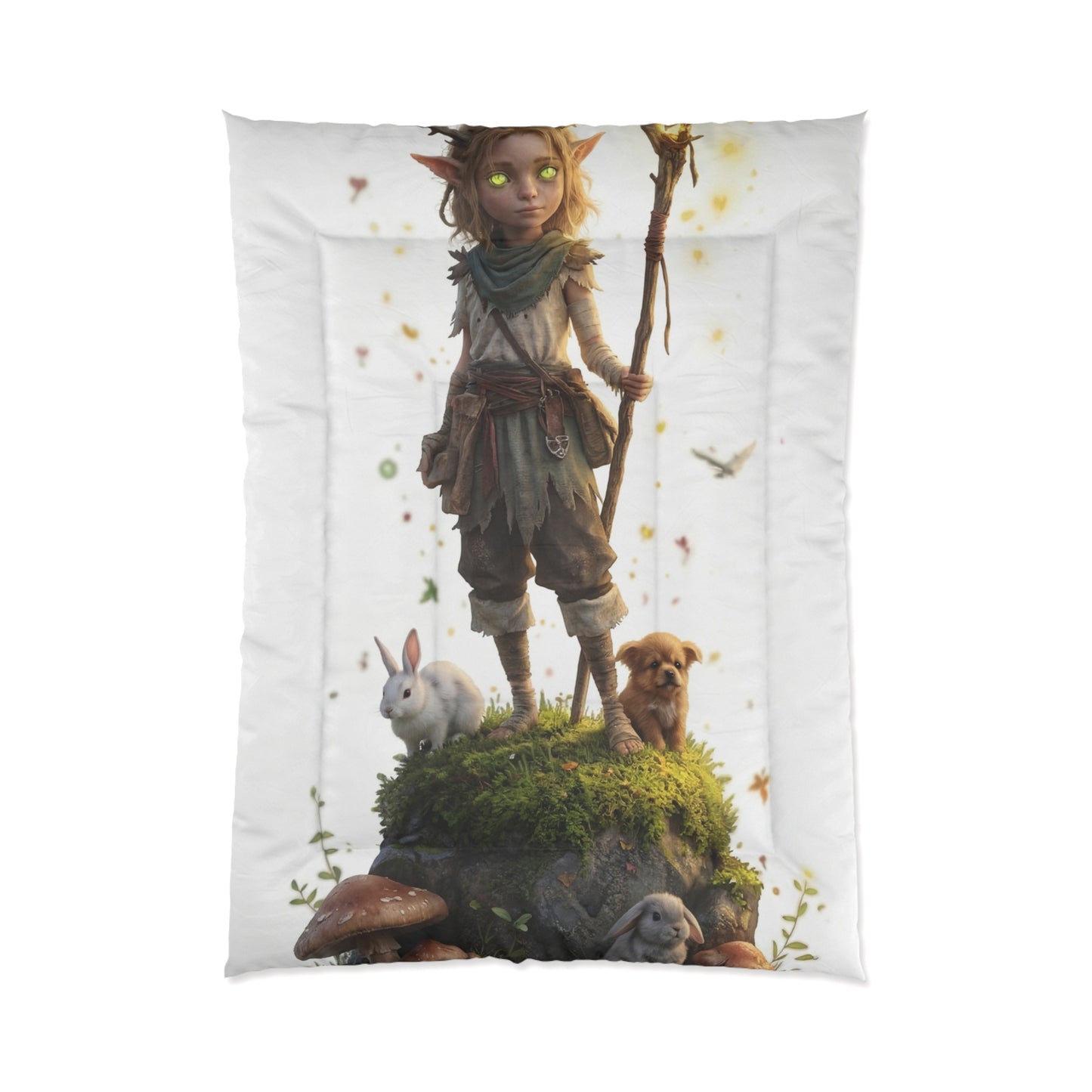 Forest Sentinel Comforter – Luminescent Deerhorn Guardian Dreamscape
