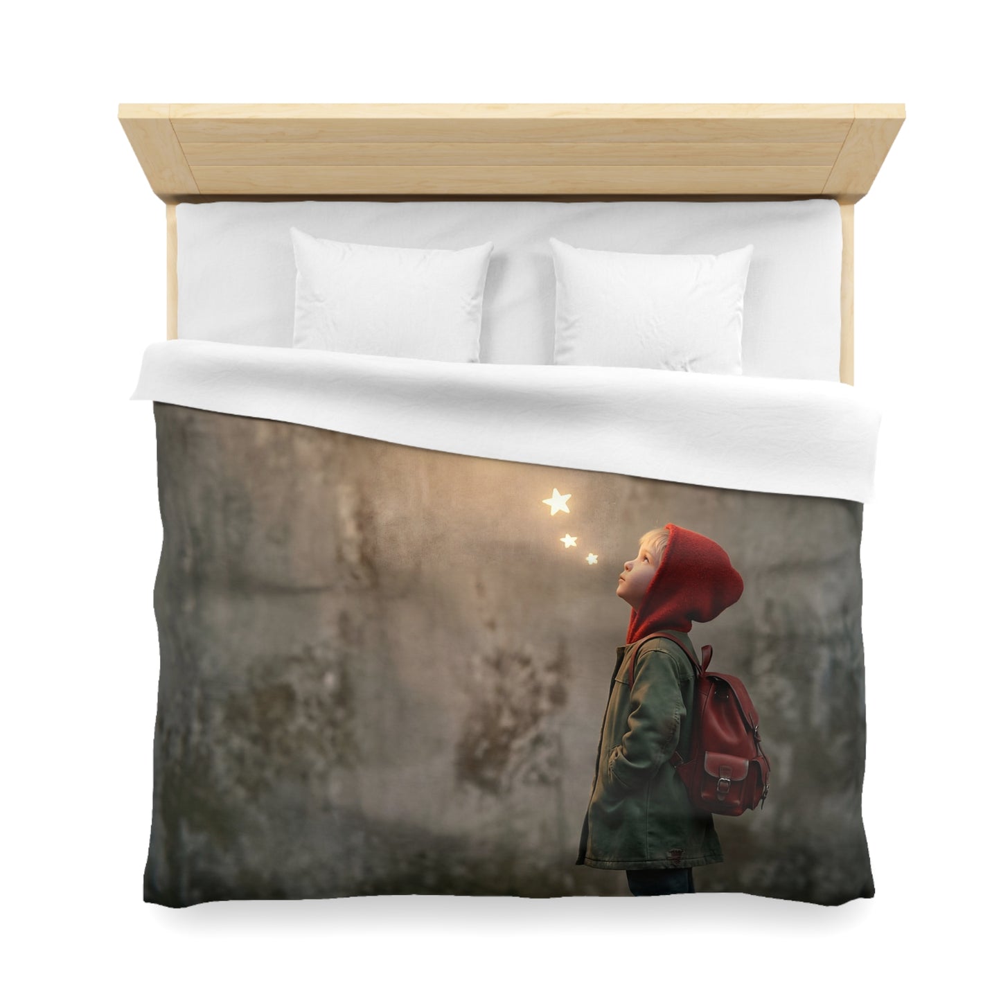 Star-Whisperer Microfiber Duvet Cover – Warm Glow of Childhood Wonder