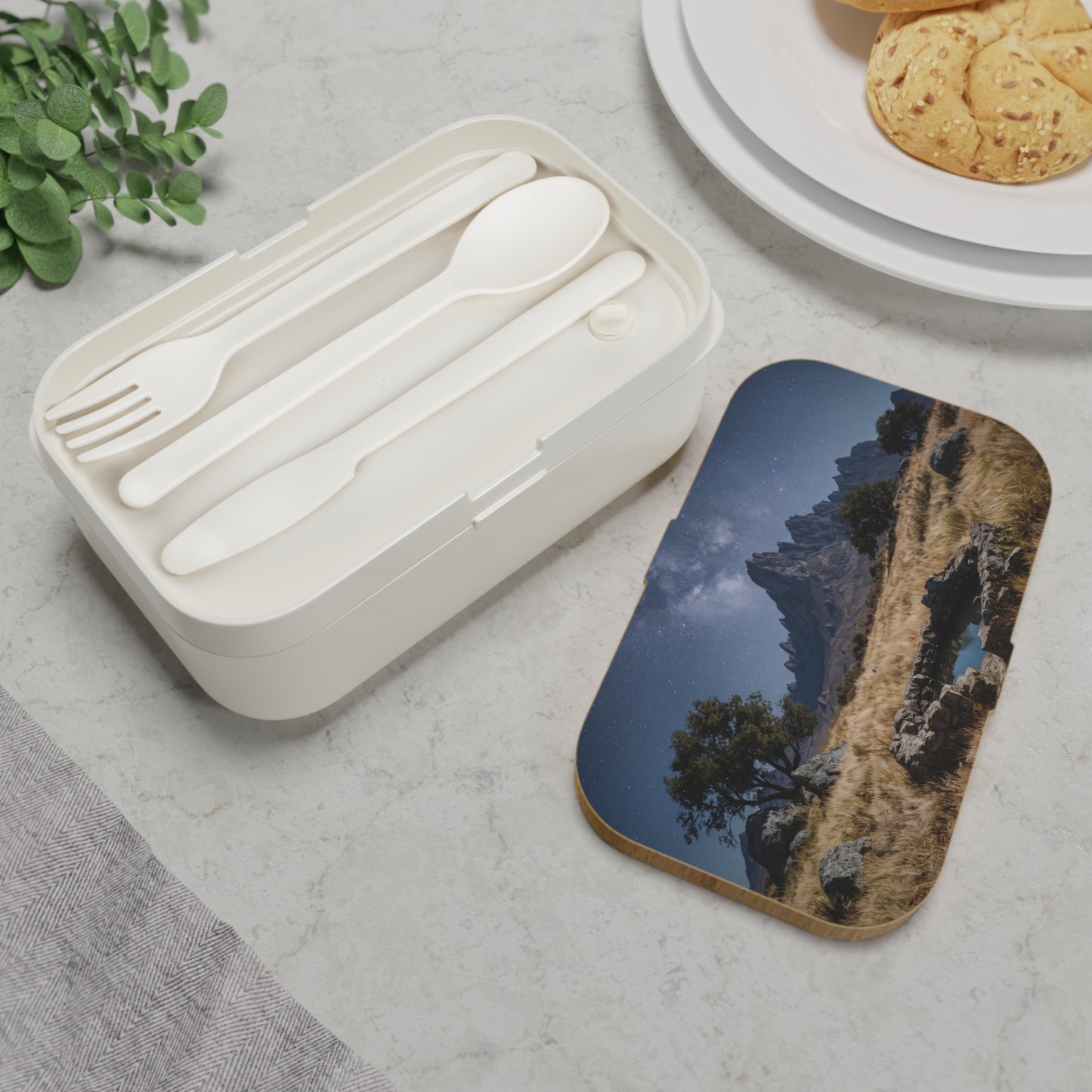 Starlit Mountain Spring Bento Lunch Box – Whispering Stones Under the Milky Way
