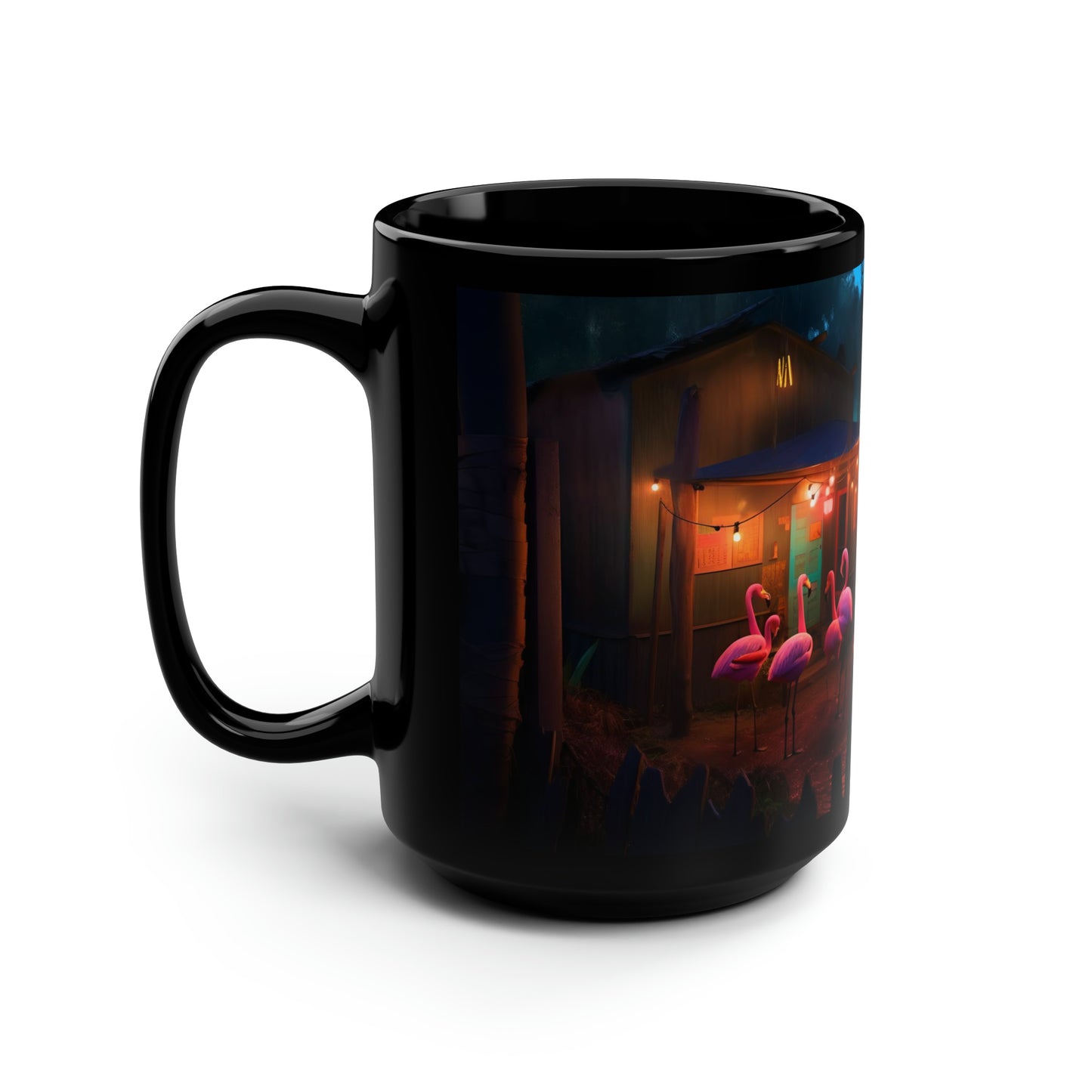 oregon country fair, flamingos at the sauna at oregon country fair, oregon, midnight, disney, pixar - Mug, Black