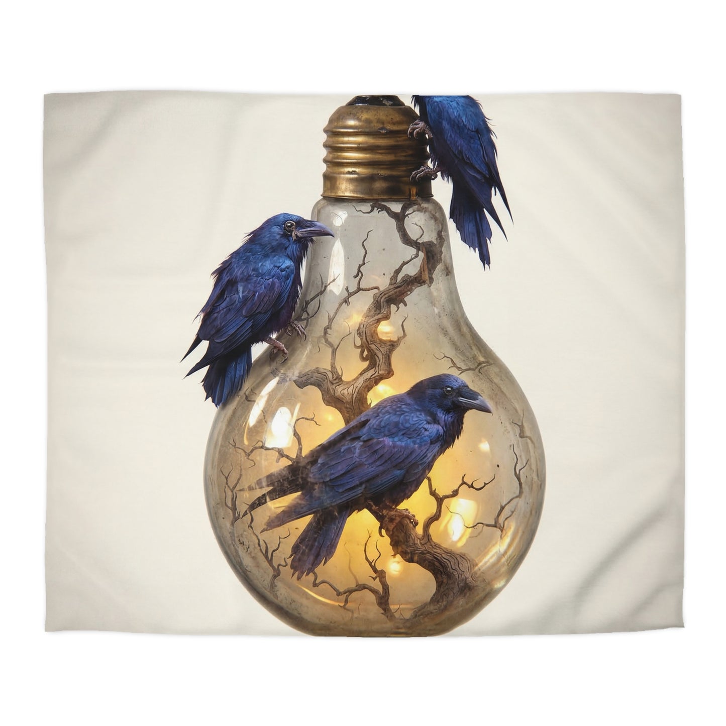 Ravens in the Glow Microfiber Duvet Cover – Midnight Thoughtscape Sanctuary