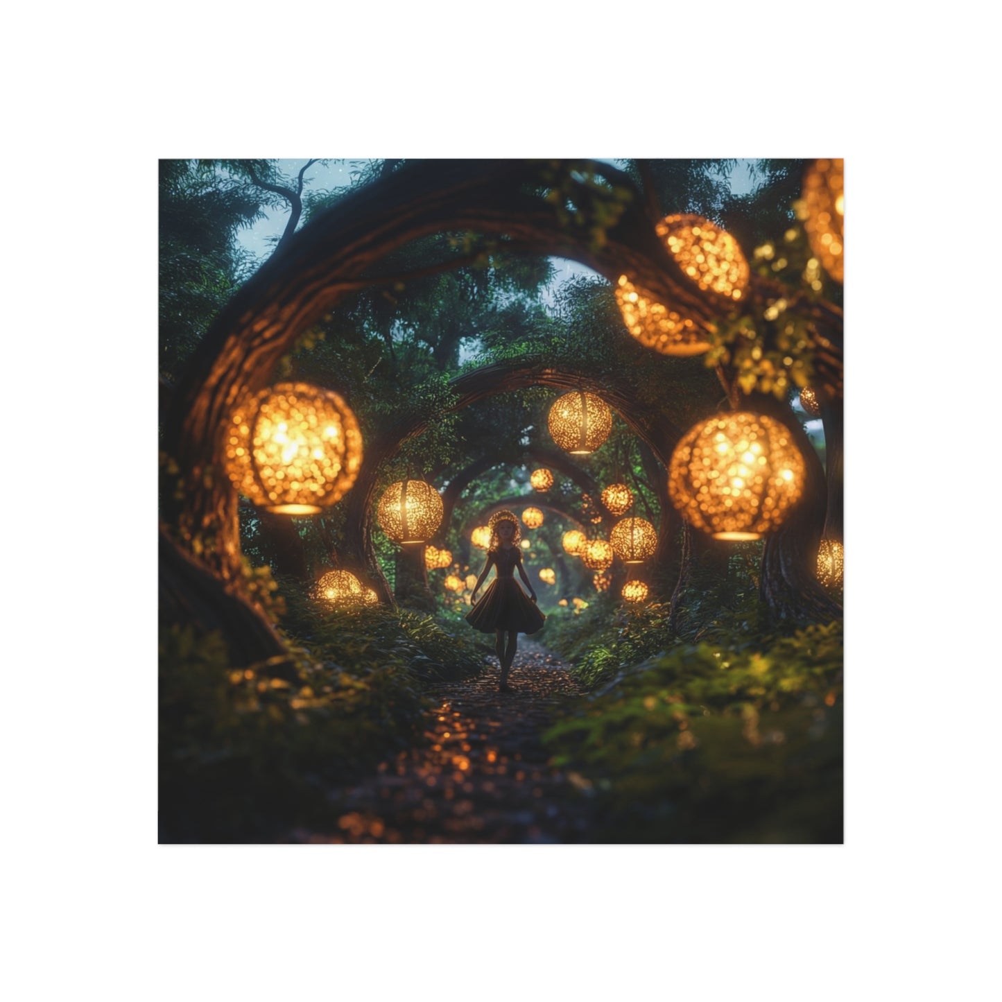 Lantern Grove Square Magnet – Whispers of the Twilight Path