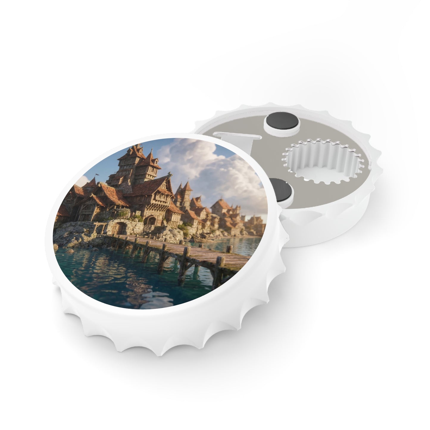 Harbor’s Whisper Bottle Opener – Coastal Viking Village Dreamscape