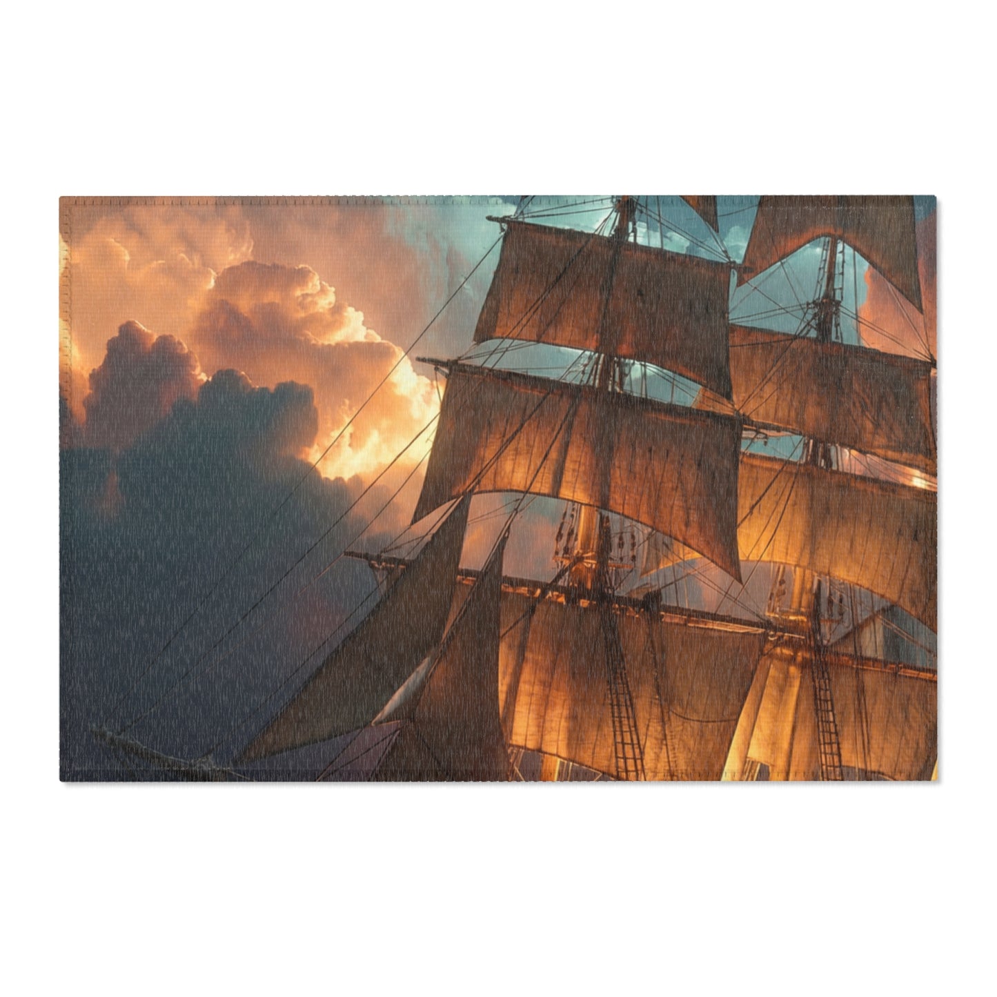 Starlit Galleon Area Rug – Voyage Through Crimson Skies