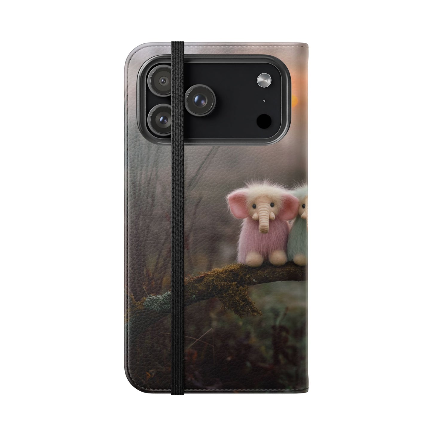 Mossy Branch Elephants Flip Cases – Pastel Fluff Guardians