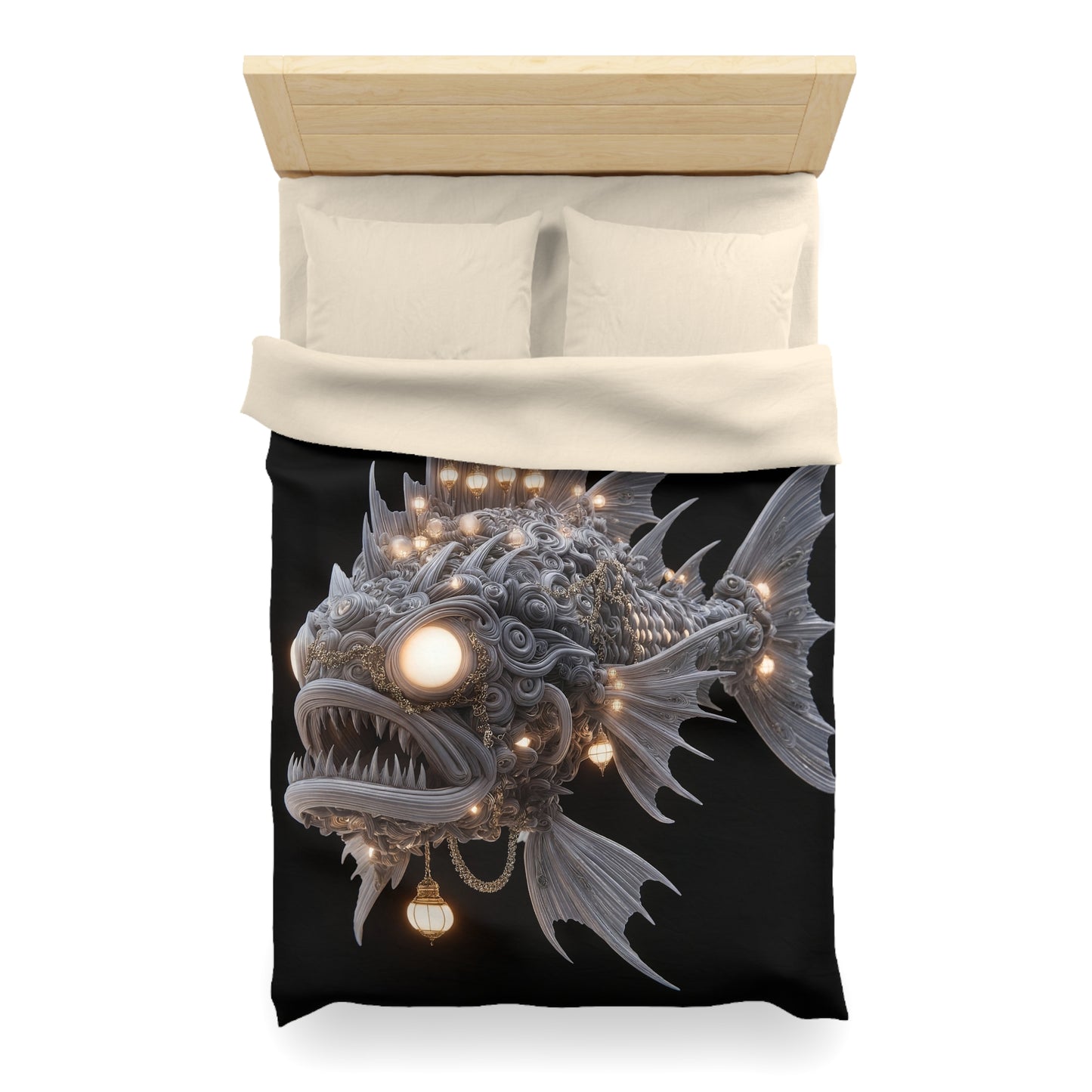 Lantern Fish Microfiber Duvet Cover – Deep Sea Chandelier Dreamscape