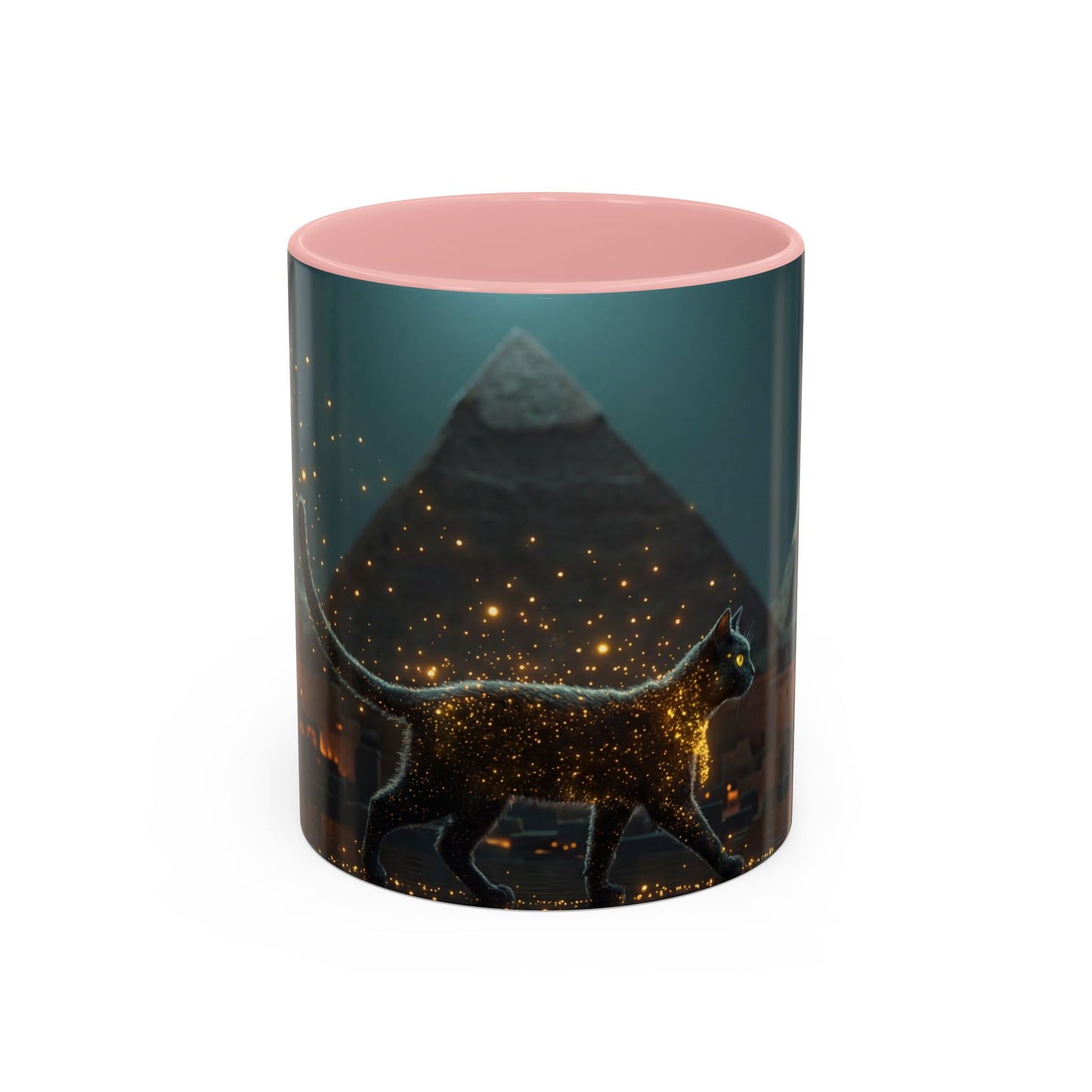 Pharaoh Cat Accent Coffee Mug (11, 15oz) – Golden Stardust Nile Sentinel