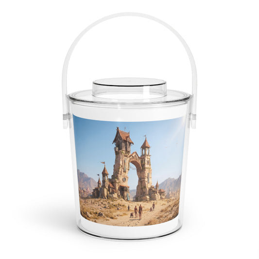 Desert Citadel Ice Bucket with Tongs – Sun-Drenched Ruins of a Forgotten Kingdom