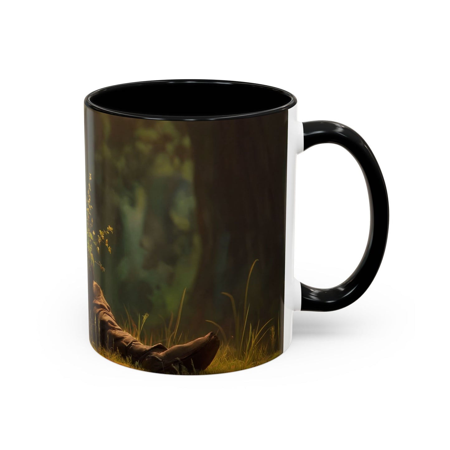 Forest Sentinel Accent Coffee Mug (11, 15oz) – Luminescent Guardian in Dappled Light