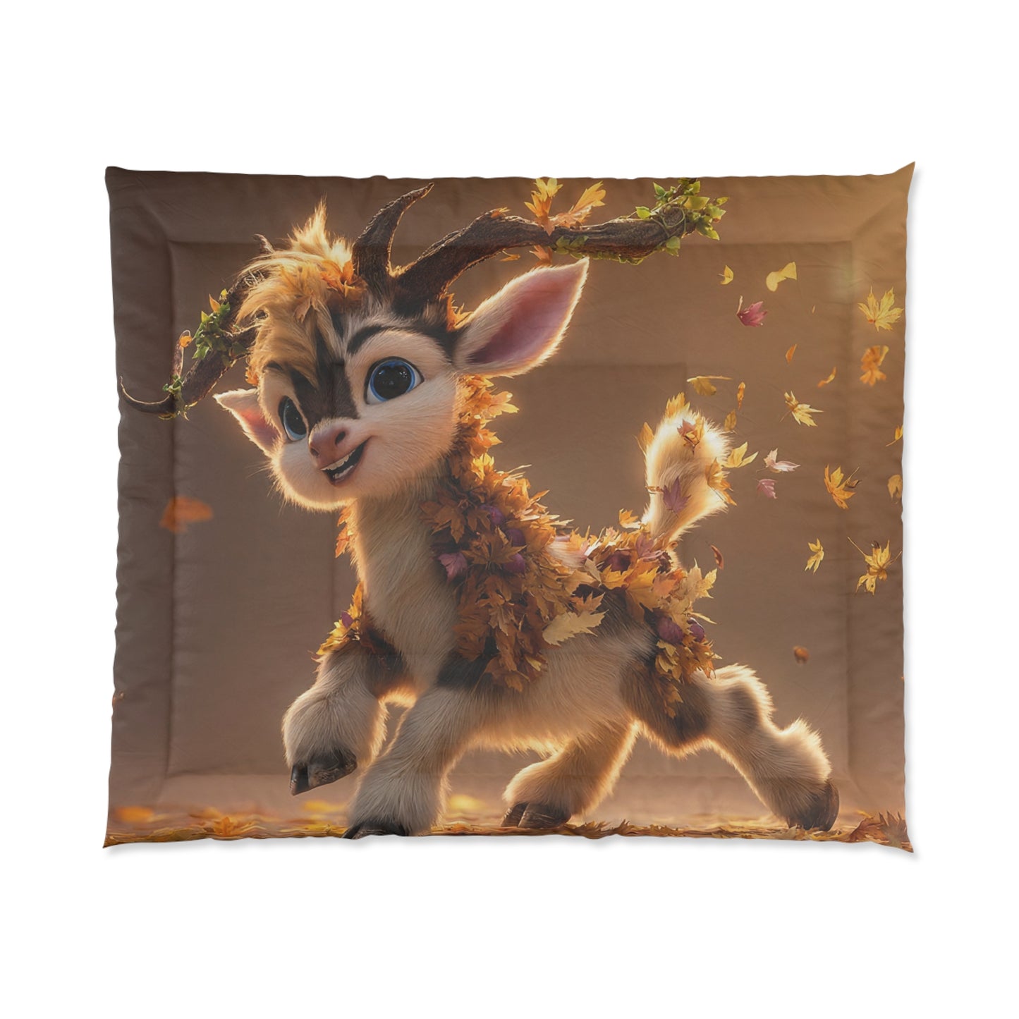 Autumn Sprite Comforter – Golden Leaf Dance Through Sunlit Woods