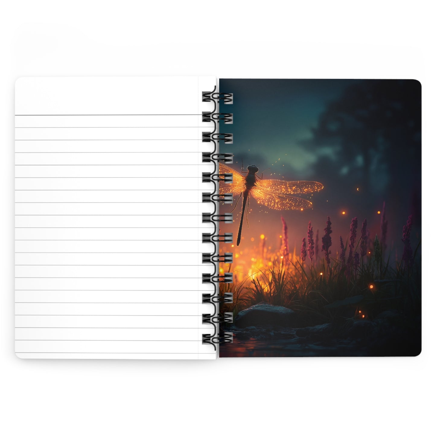 Luminescent Dragonfly Spiral Bound Journal – Twilight Meadow Dreamer