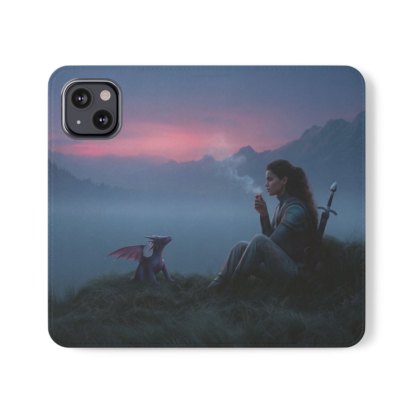 Silent Guardian Flip Cases – Misty Dawn Warrior and Dragon Companion