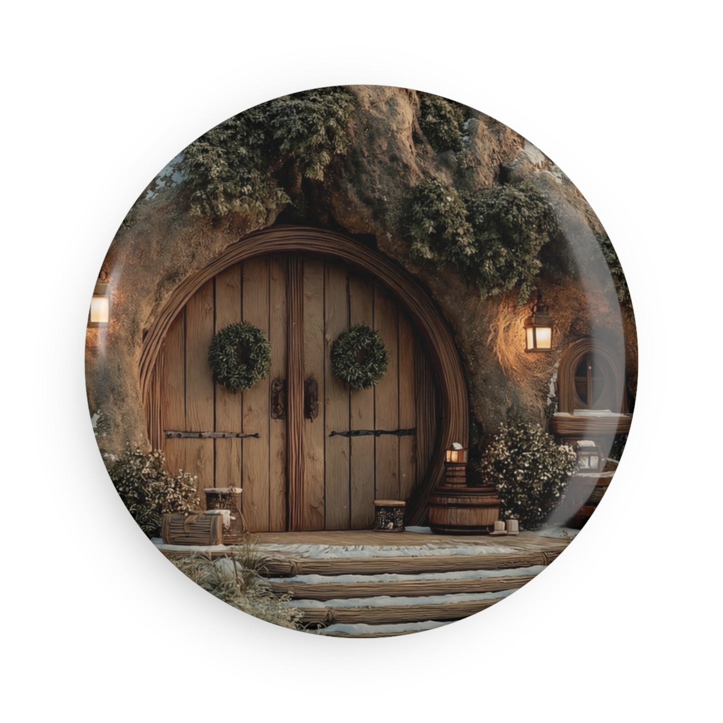Winter Hollow Treehouse Magnet – Snow-Draped Hearth & Whispering Pines