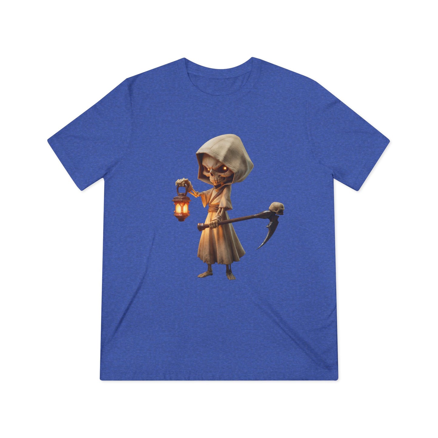 Lantern-Wielding Skeleton Hoodie Tee – Warm Glow Guardian Graphic