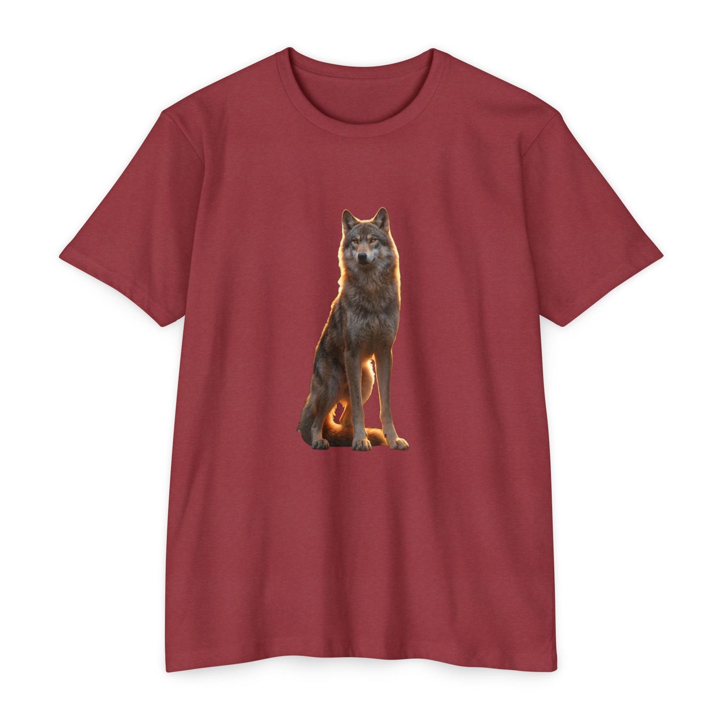 Gaze of the Lone Wolf Unisex CVC Jersey T-shirt – Amber Light Sentinel Portrait
