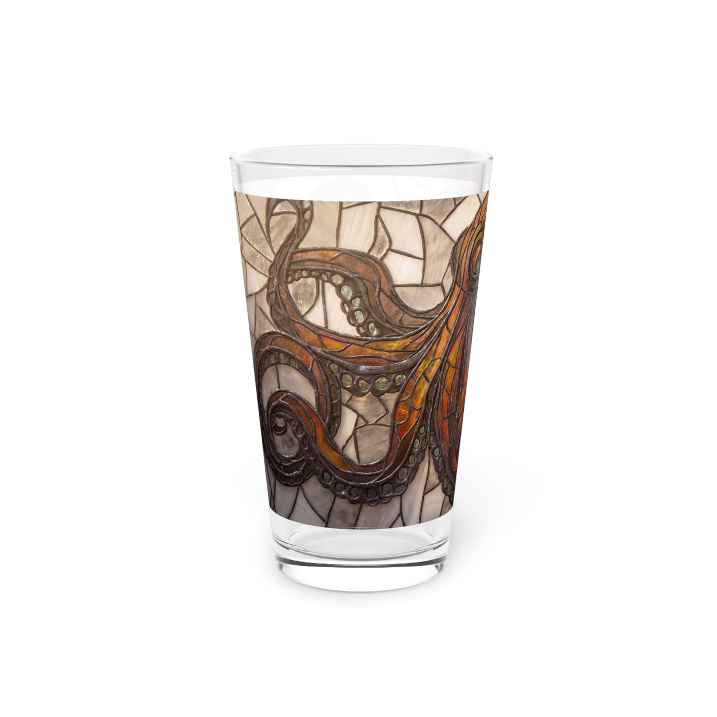 Stained Glass Octopus Pint Glass – Amber Tide Guardian